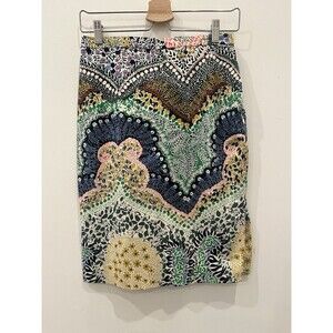 Moulinette Soeurs Anthro Floral Multicolored Pencil Skirt Size 0 Petites Artsy
